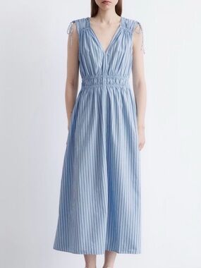& Other Stories Blue Stripe Sleeveless V-Neck Maxi Dress